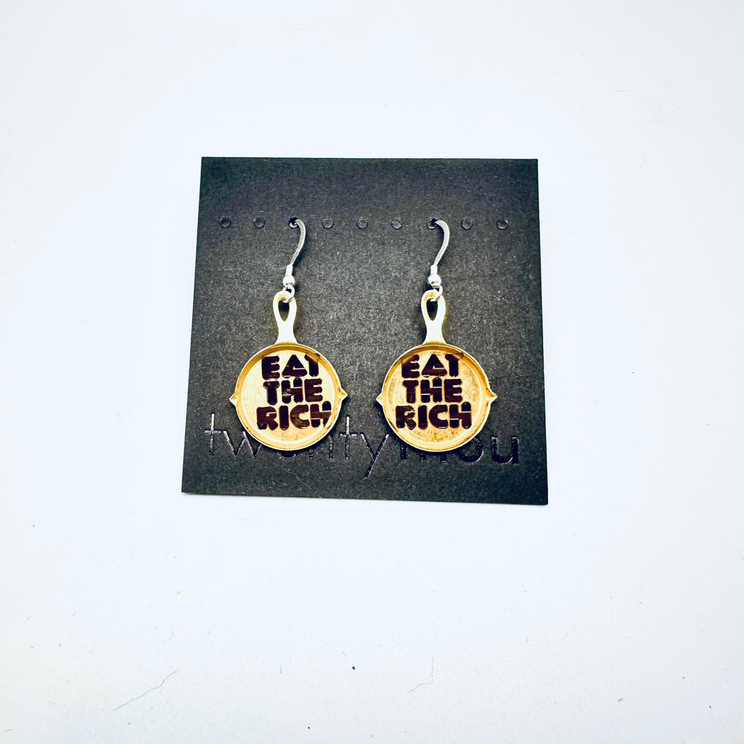 Eat The Rich Skillet Earrings