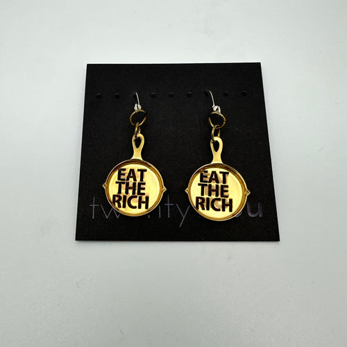 Eat The Rich Skillet Earrings