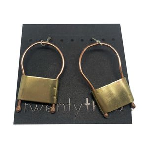 Brass on Copper Lock Earrings