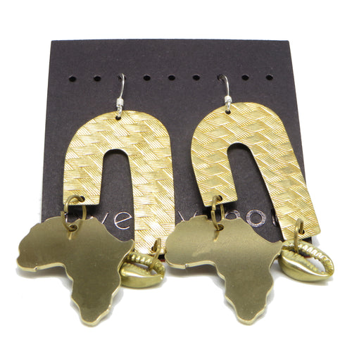 Brass Weave Waterfall Earrings (Africa & Cowrie)