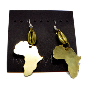 Pride & Joy Brass Cowrie Africa Earrings