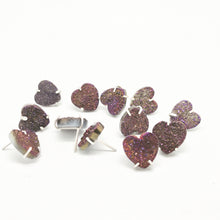 Load image into Gallery viewer, Purple Druzy Heart Stud Earrings