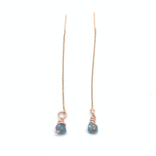 Load image into Gallery viewer, Blue Diamond Threader Earrings