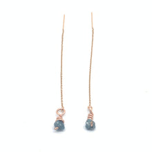 Load image into Gallery viewer, Blue Diamond Threader Earrings