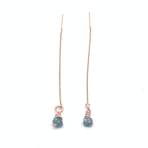 Blue Diamond Threader Earrings